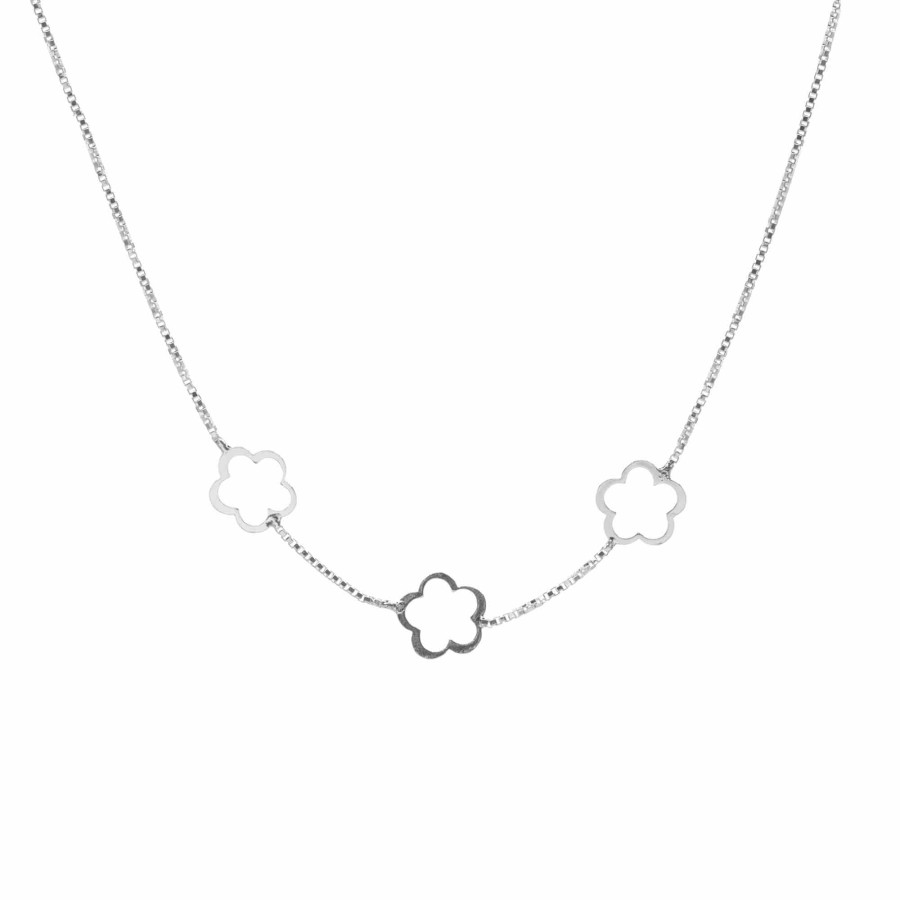 Collar de Plata 925 Diseño Triple flor