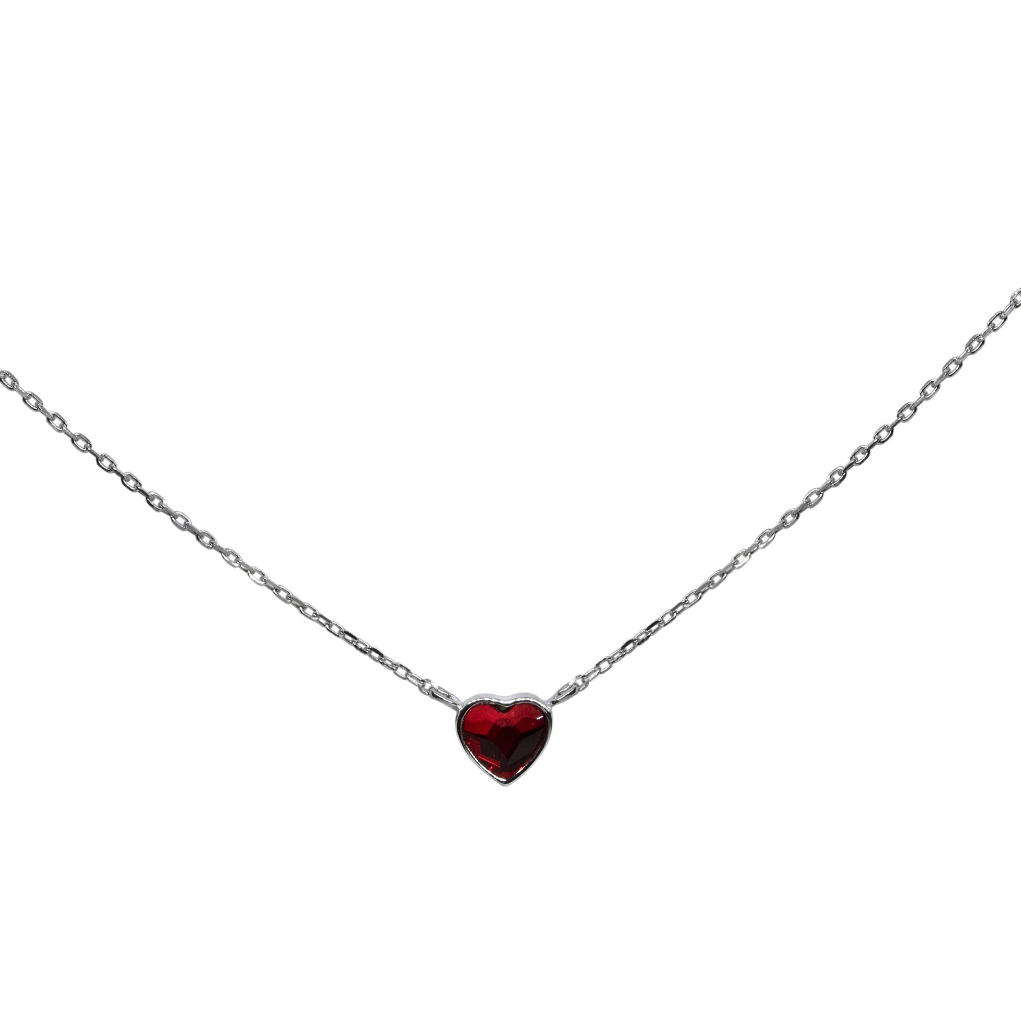 Collar de plata 925 Corazón Cristal Elements rojo
