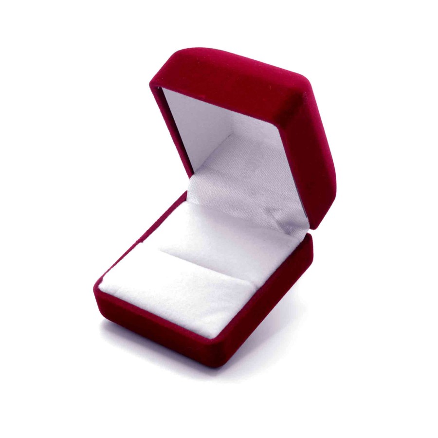 Caja Diamante Terciopelo Borgoña Anillo de Compromiso