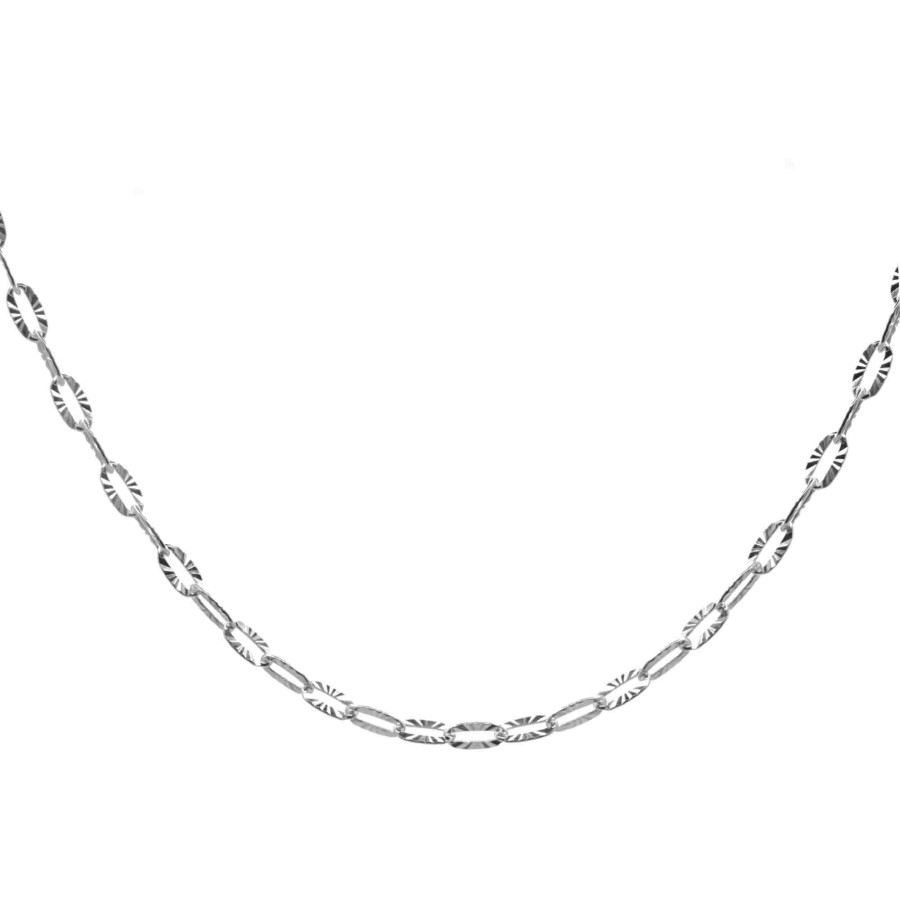 Cadena de Plata 925 Eslabón Ovalado con Franjas 40 cm
