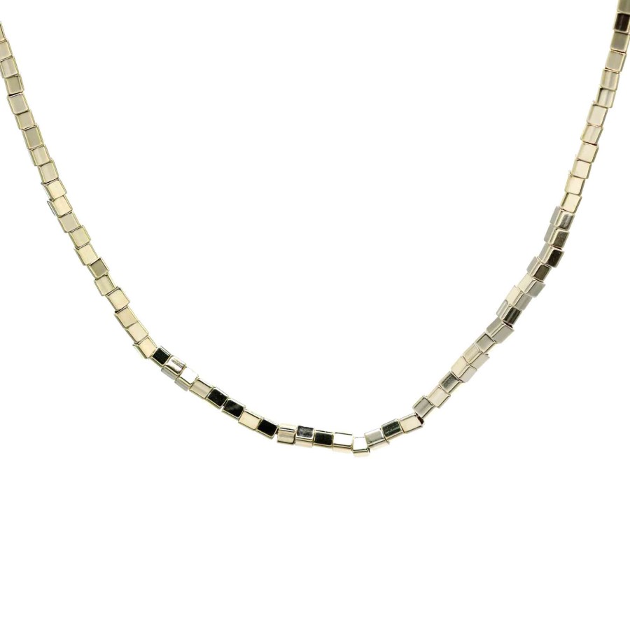 Collar Enchapado en Oro Diseño Mostacilla Cuadrada 84 cm