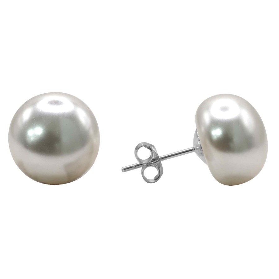 Aros de Plata 925 Perlas de Imitación 12 mm