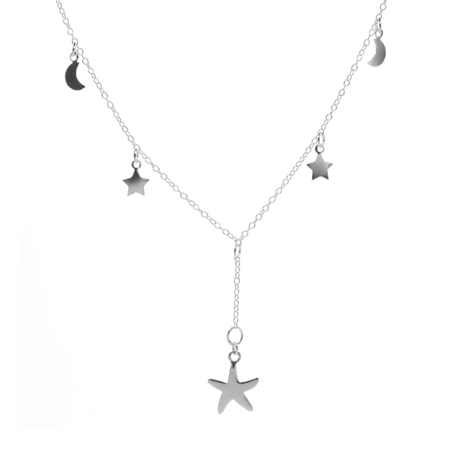 Collar de plata 925 con Lunas y Estrellas